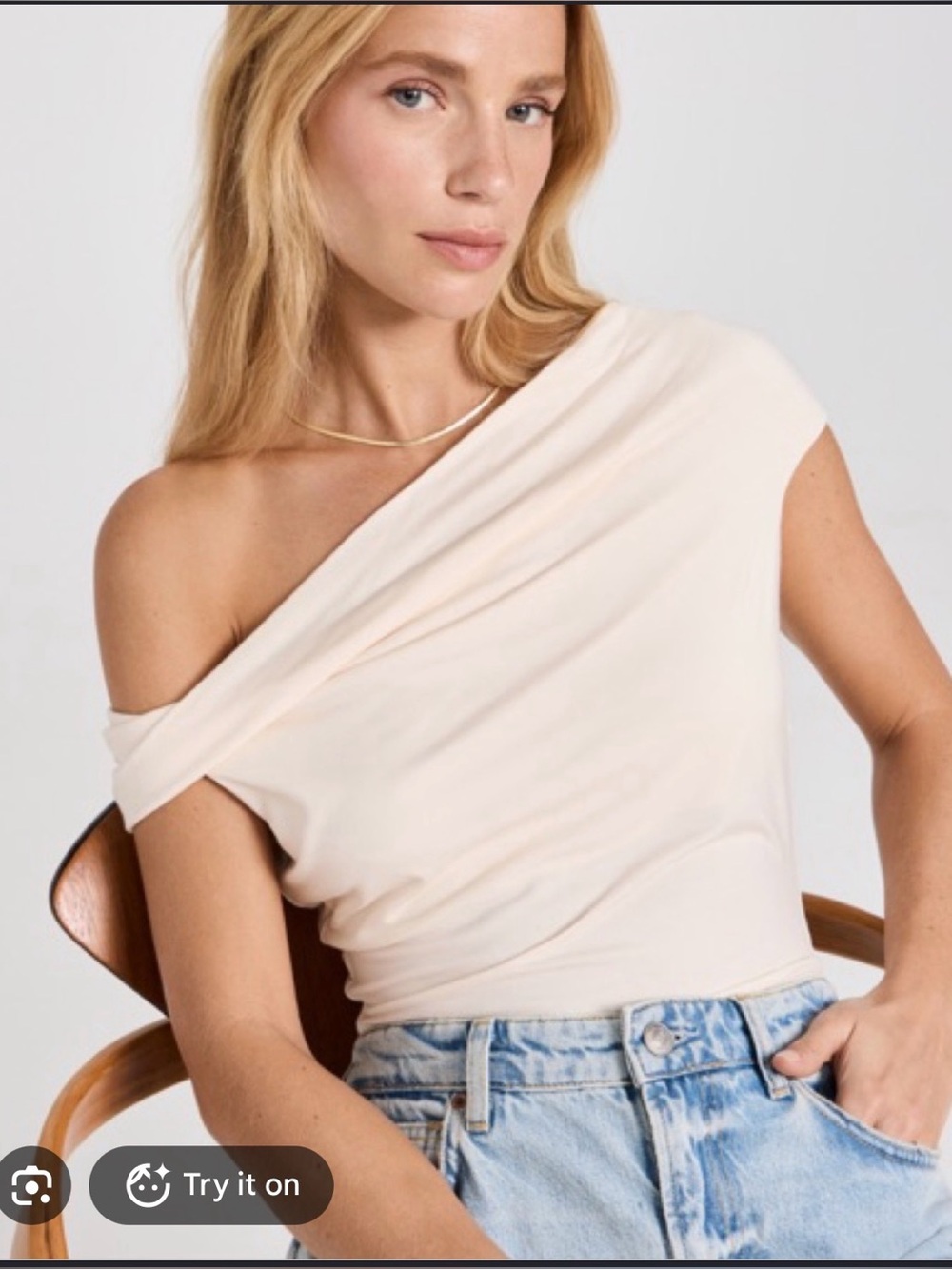 Reformation Cello off the shoulder knit top in cream